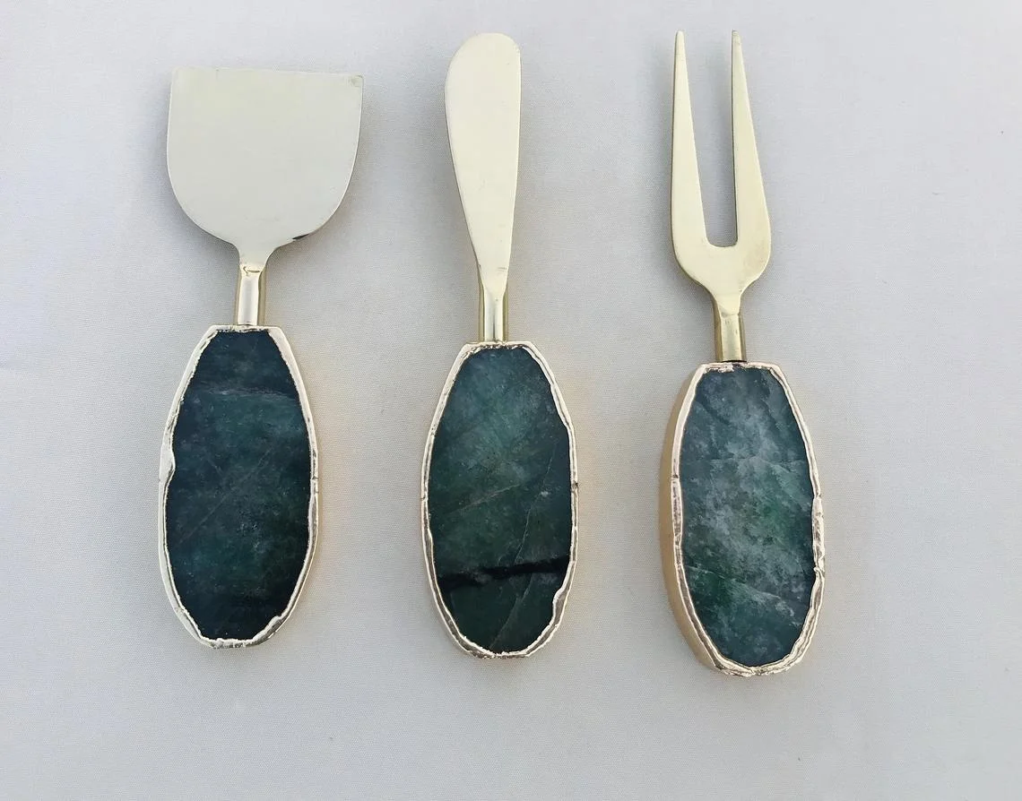 wholesale natural moss agate cheese knives/spreaders - buy moss