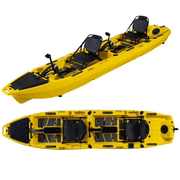 LSF Two Person  Double Plastic Modular  Pedal  Kayak Fishing Kayak Boat  New 3 Piece Section  Modular with Motor Accessories