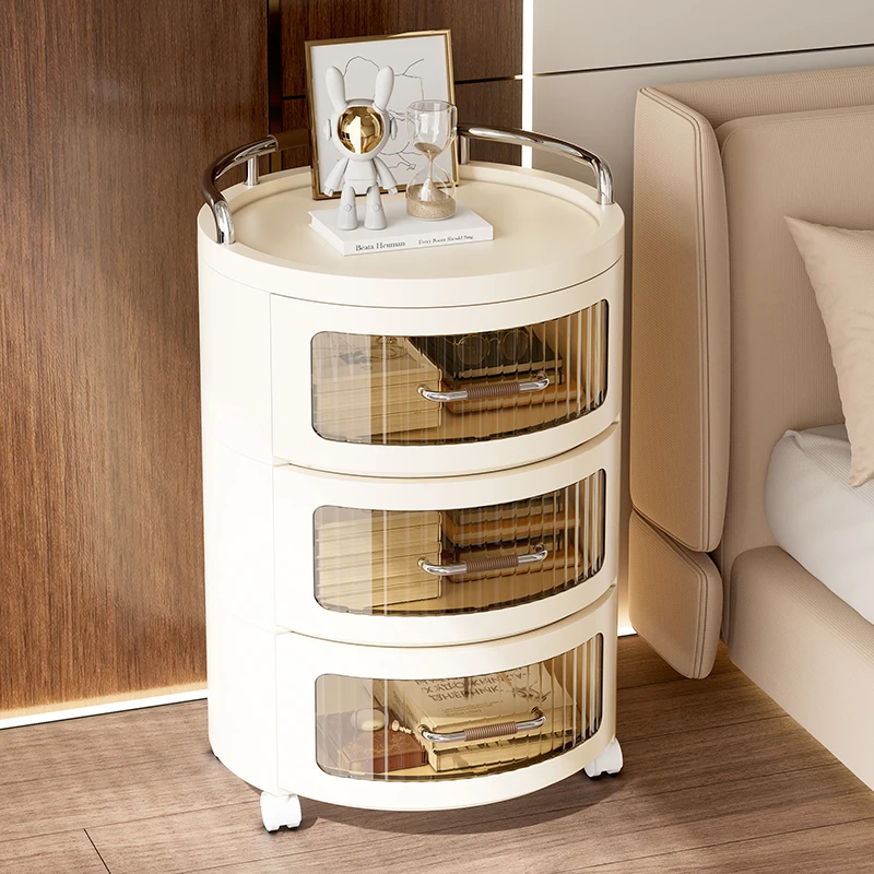 Large Capacity Three-Tier Lockers Storage Containers Plastic Bedside Tables Square Shape Storage Cabinet