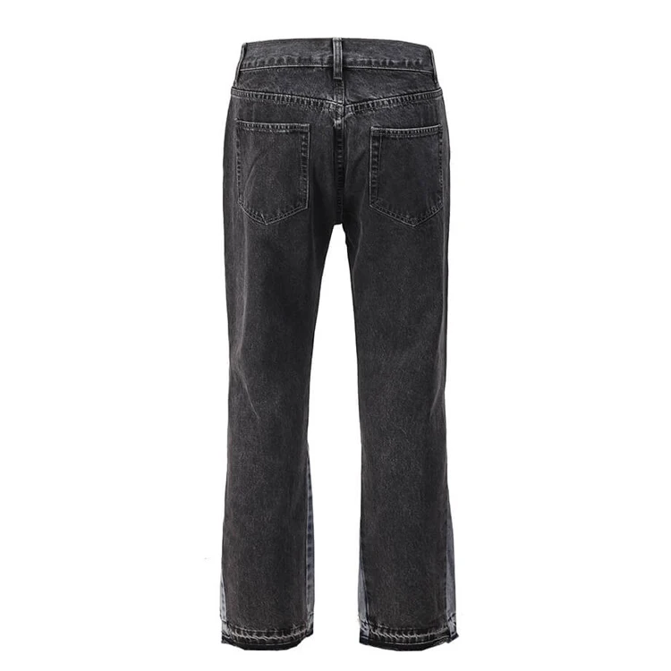 Pantalones Vaqueros Lisos Para Hombre,Jeans Holgados De Pierna Recta,Con  Dobladillo De Afelpado,Color Negro - Buy Vaqueros Flare,Vaqueros,Los  Hombres Jeans Product on Alibaba.com