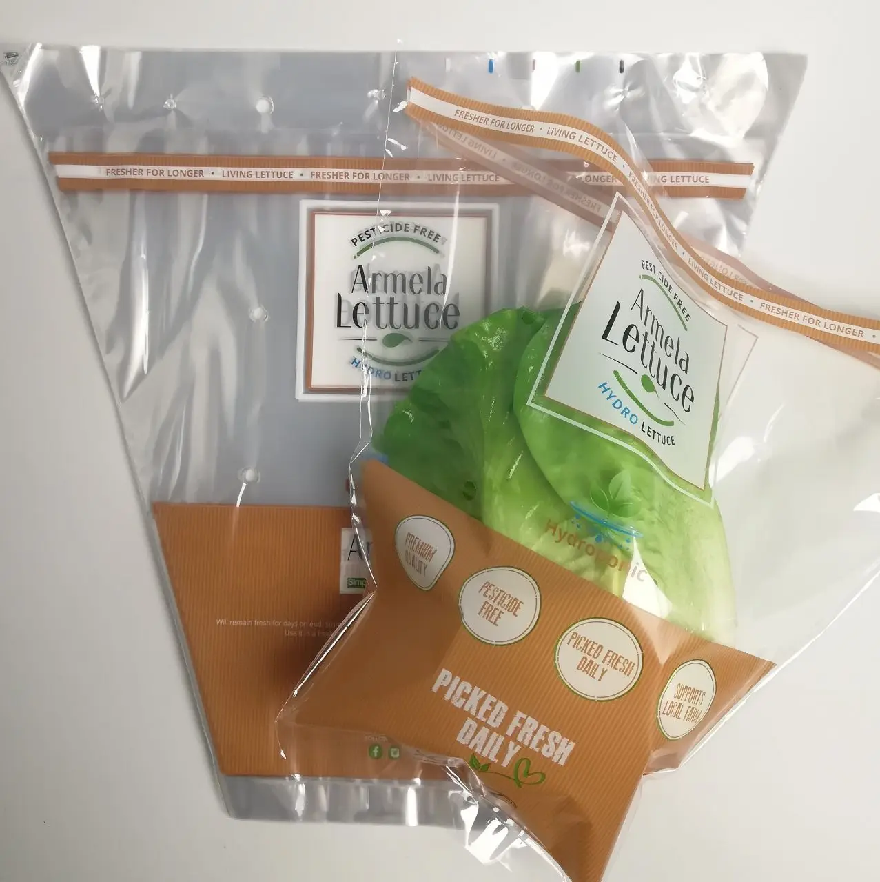 Trapezoid Ecofriendly Bopp Cellophane Vegetable Bags Customize Logo