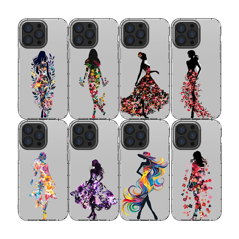  Skirt flower Girl Women clear tpu cell Phone Case For iPhone 13 promax