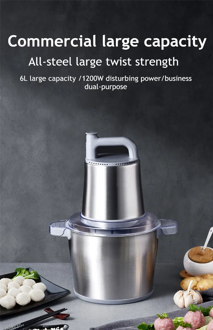 Description Picture 2 of item6L Electric Meat Grinder Multifunctional Commercial Household Stainless Steel Mincer Two-Gear Adjustment Kitchen Cutter Mixer