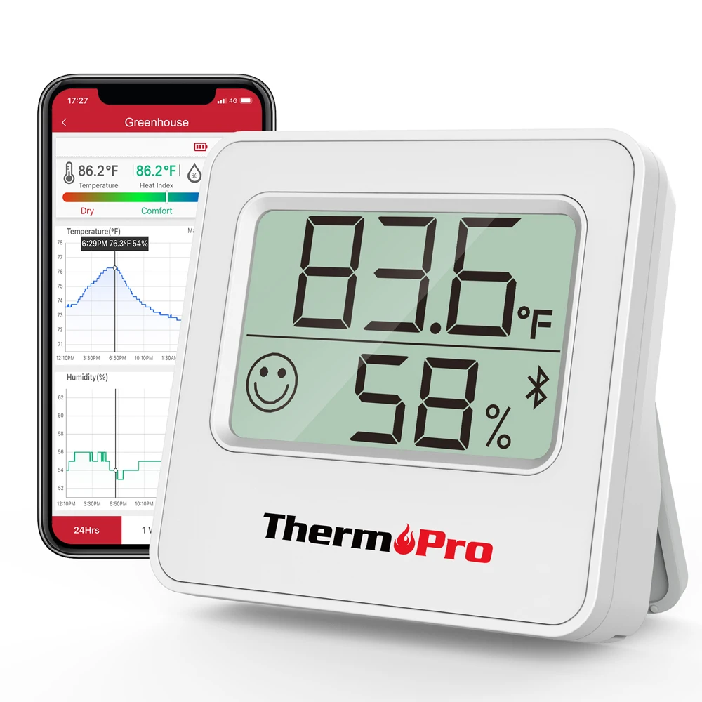 ThermoPro TP49 2 Pieces Digital Hygrometer Indoor Thermometer Humidity Meter Room Thermometer with Temperature and Humidity Monitor Mini Hygrometer