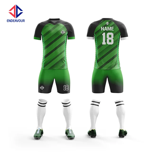 Wholesale Low Price Short Sleeve Tracksuit Round Collar Football Kit Green  No Logo indonesia soccer jersey From m.