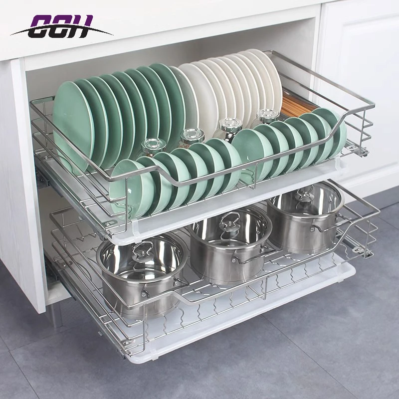 Custom Pullout Kitchen Stainless Steel Pull Out Basket Drawers