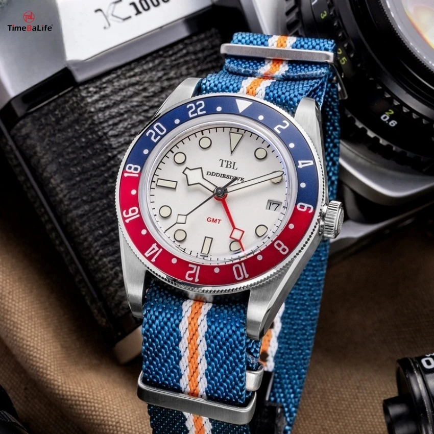 OEM Custom NH34 Automatic Mechanical Movement Men's GMT Watch 50 Meters Waterproof Dual Time Zone Calendar Outdoor Watches