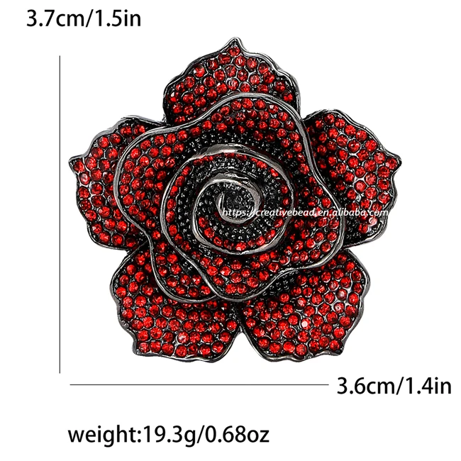 Hot Sale Popular Design Red Rose Brooch Pin for High Quality  Rhinestone Designer Charms Factory Wholesale Fashion Jewelry
