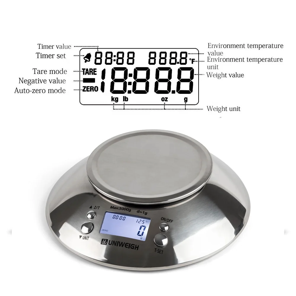 Báscula electrónica de acero inoxidable para cocina, balanza