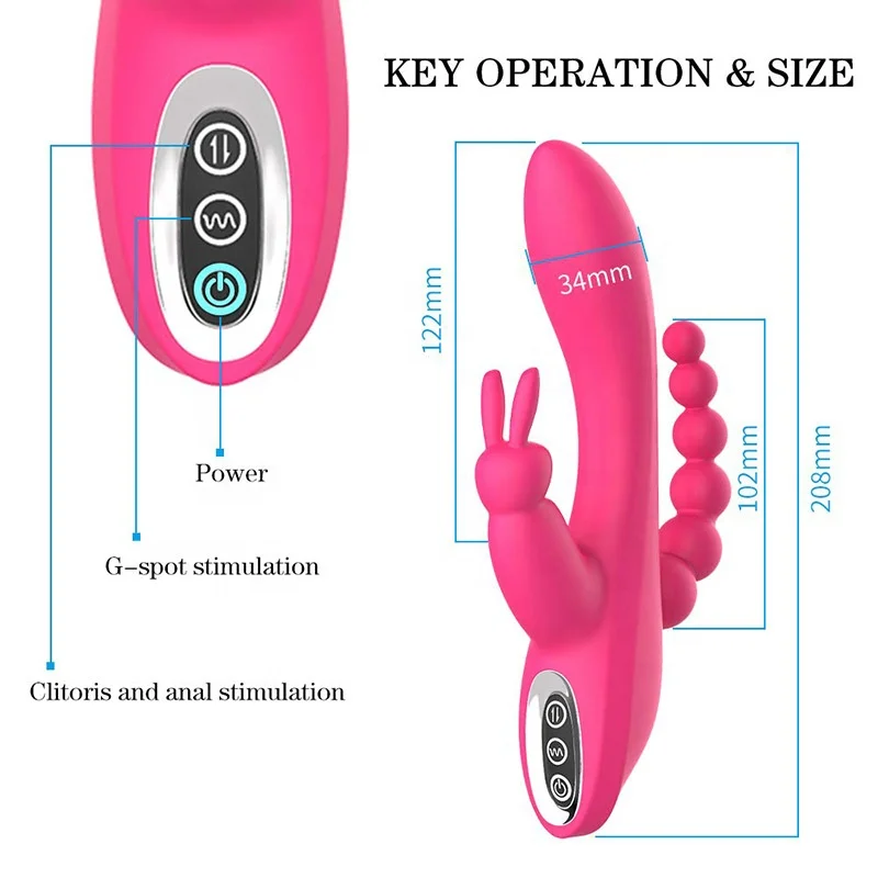 2024 Best Selling Adult Sex Toy 3 in 1 Rabbit Vibrator 7 Vibration Massager  Adult Sex Toy for Women and Couple