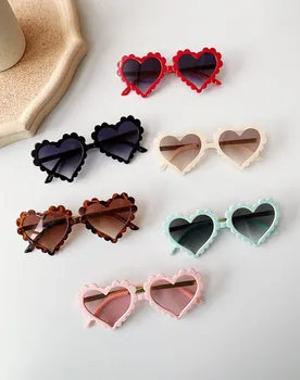 2021 New Children's Sunglasses Fashion Heart Shape Kids Sunglasses Flower love Girl Glasses