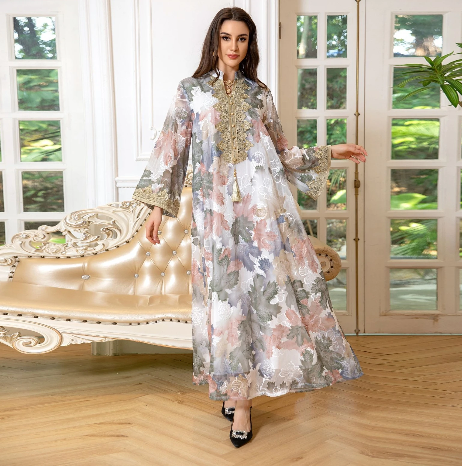 Traditional Muslim Clothing Arabian Women Dubai Abaya Fancy Embroidery  Flower Floral Modest Dress| Alibaba.com