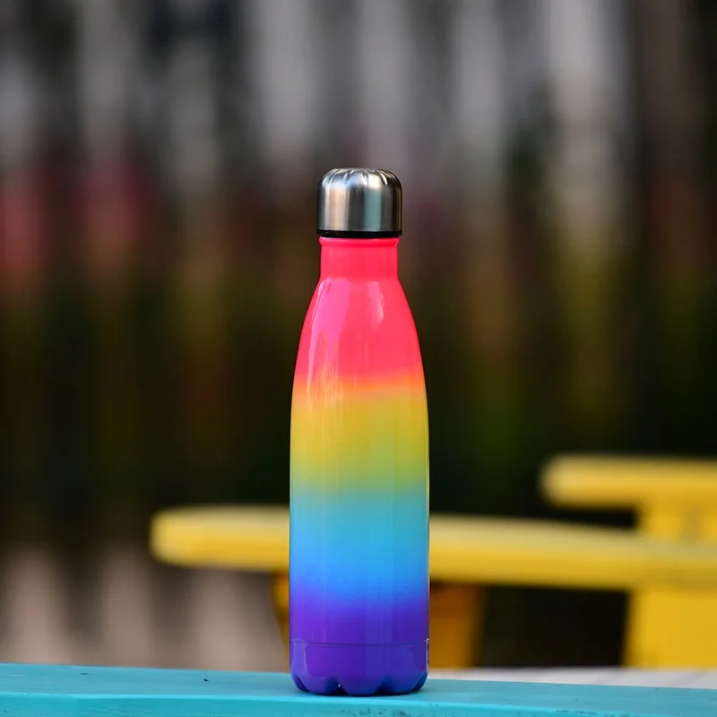 2026 Cross-border New Gradient Color Rainbow 500ml Double-layer Stainless Steel Vacuum Insulated Bullet Cup Outdoor Portable preview 4