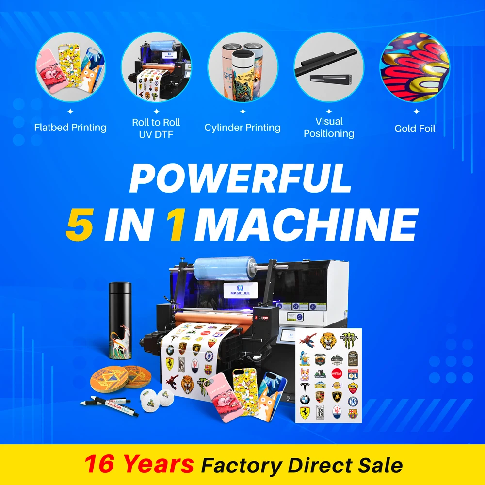 High-Speed 360 Rotary Cylinder Printing Machine A3 A2 UF 300 Series Graphic Design Imprimante UV Aluminium Printer with CMYK Ink