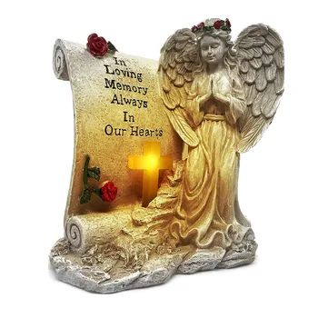 Memorial Gifts Garden Angel Statue Sympathy Gift with Solar Led Light Condolence Bereavement Remembrance Gifts Cemetery