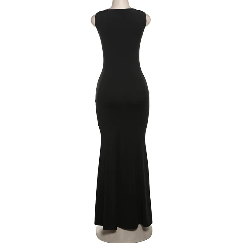 Elegant sleeveless maxi dress for women, pleated summer party outfit