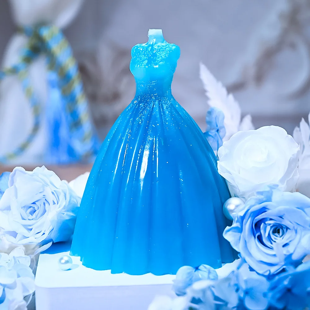 Handmade DIY 3D Wedding Dress Princess Gown Silicone Mold Baking & Scented Candle Plaster Mold Cake Decoration Tool factory