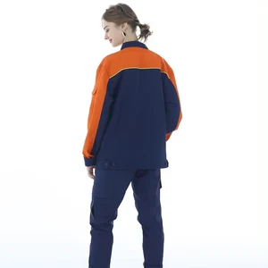 Unisex Long Sleeve Anti-Static Breathable Cotton Cargo Sets Welding Protective Clothing Overalls Workwear Suit