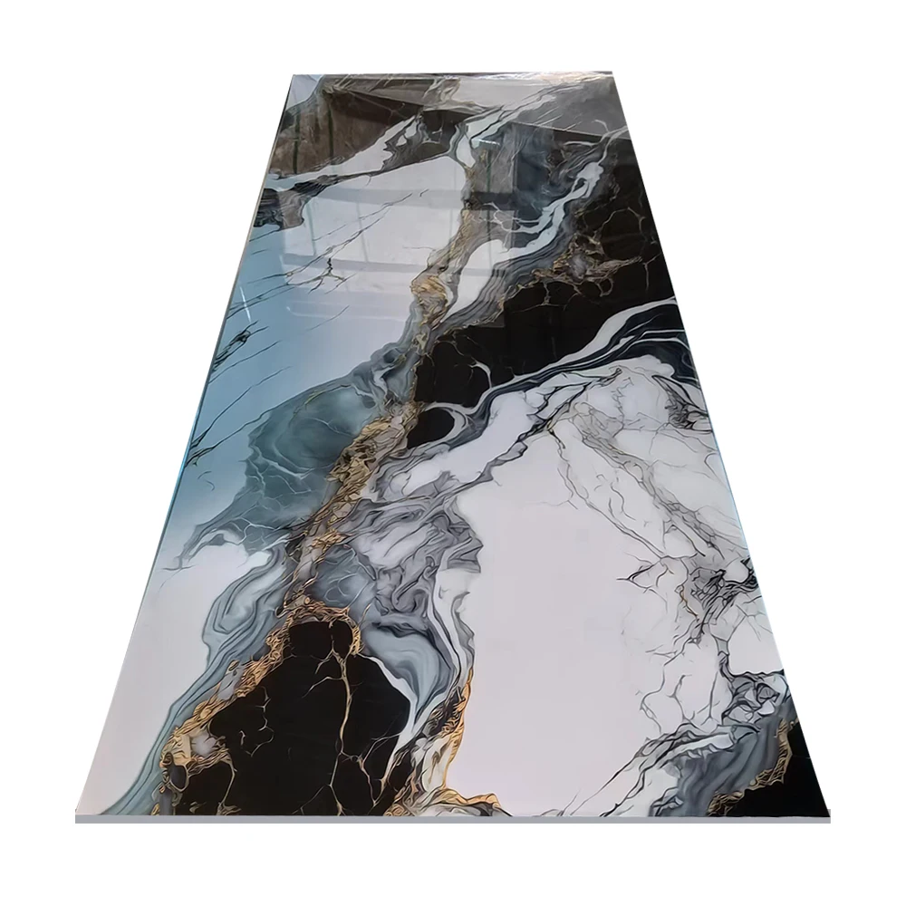 High Glossy Gold Stone 3d Design Pvc Marble Sheet Wall Panel Uv Marble Sheet
