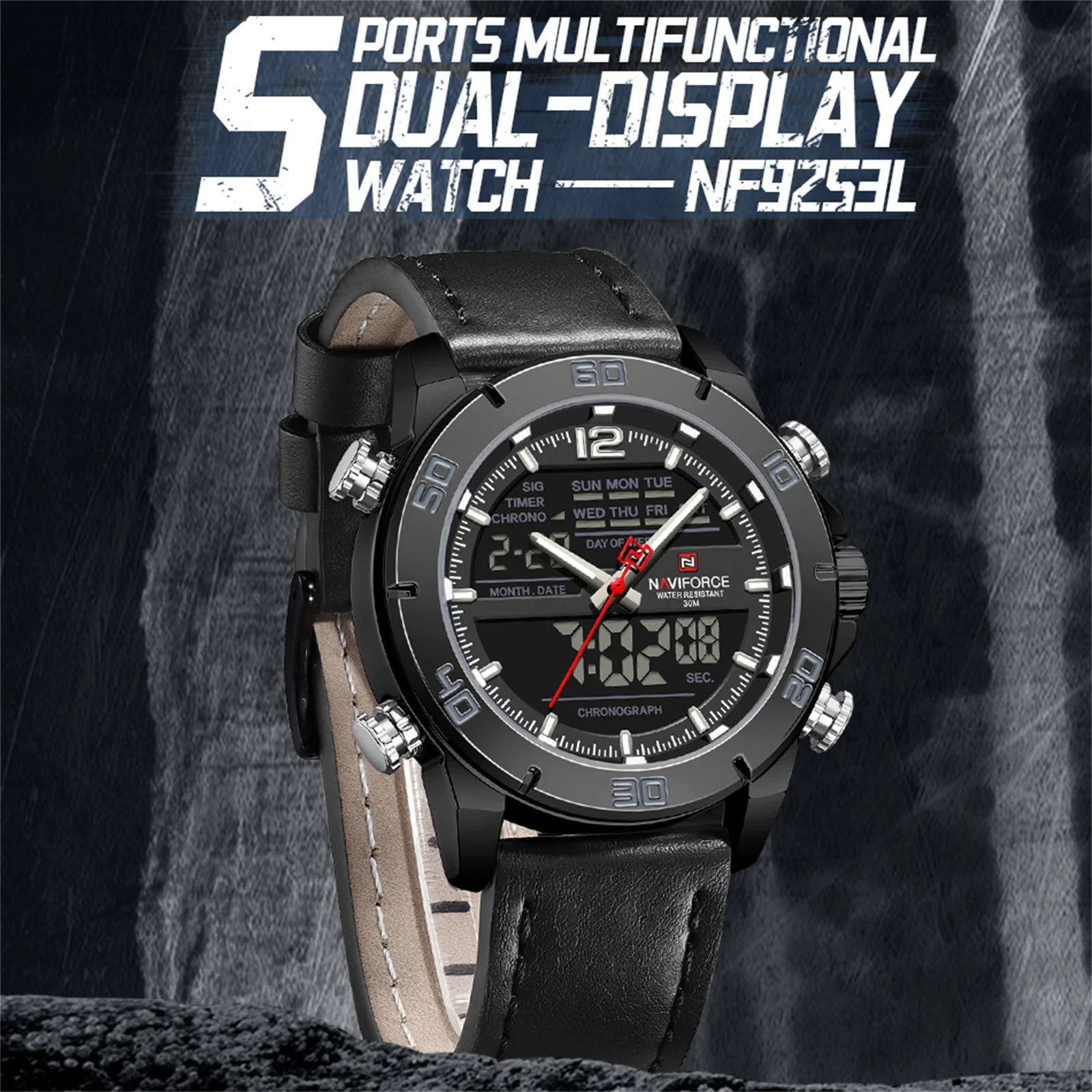 NAVIFORCE 9253L Watch Dual Display Sports Relogio for Men