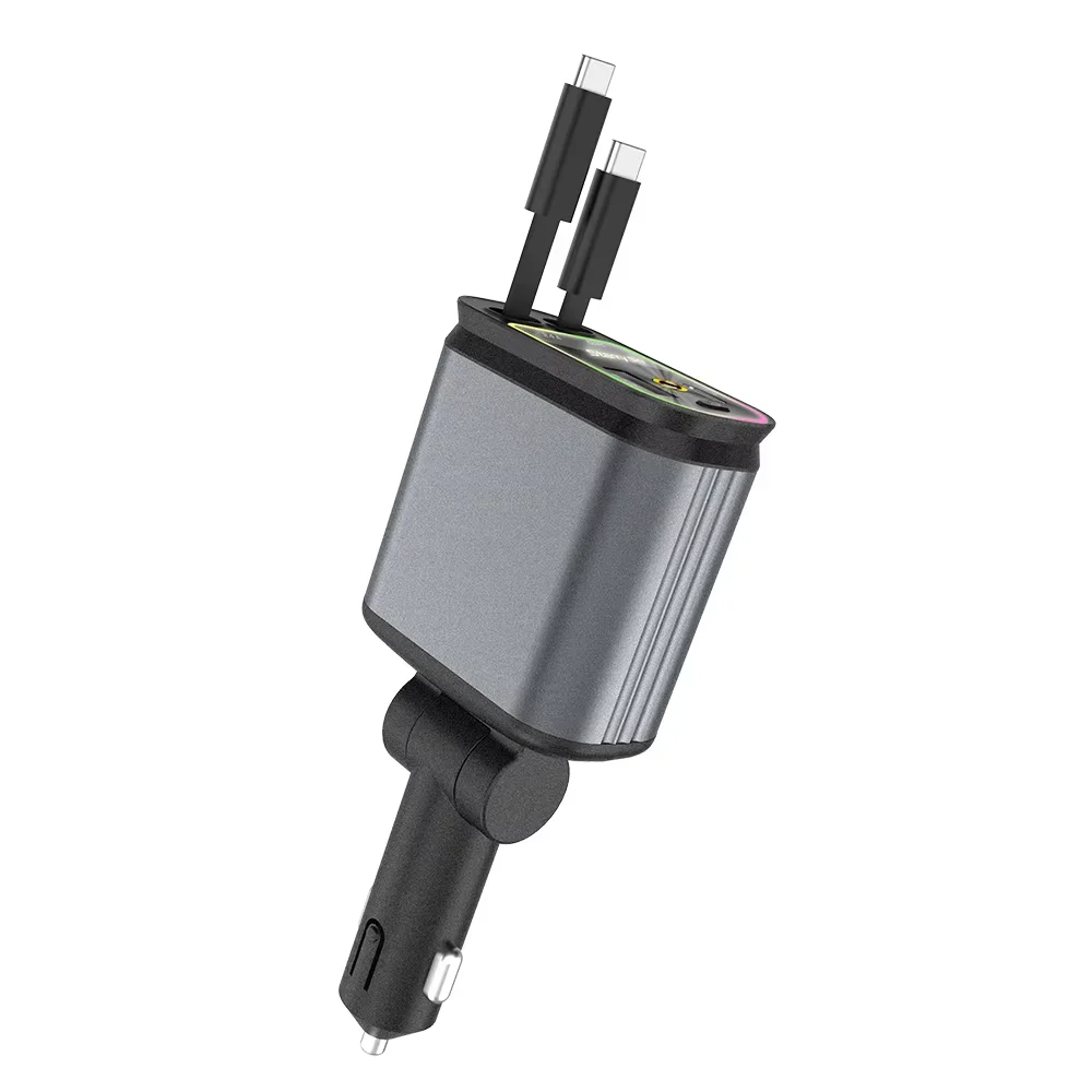 120W Chargeur De Voiture Retractable 4 En 1 Chargeur Voiture Rapide