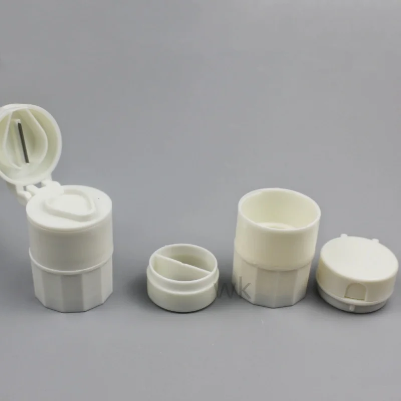 Portable Pill Packaging Multifunctional Plastic Pharmaceutical Tablet Medicine Bottle with Cuttable Screw Cap