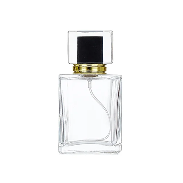 50ml Square Spot Perfume Glass Bottle Thick Bottom Press Type Spray Bottle Empty Cosmetics Sample Container