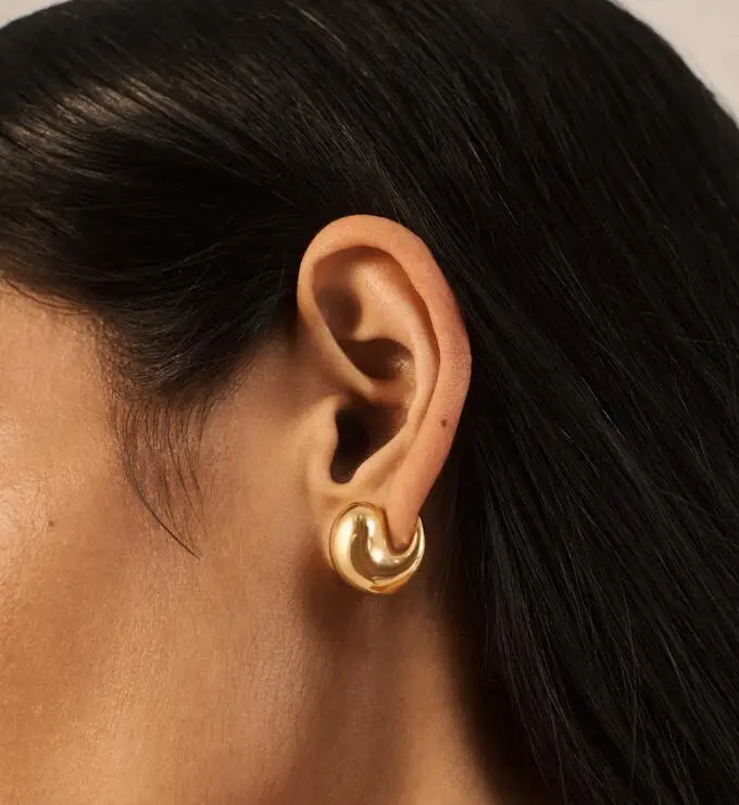 2024 Spring Design Bulk Wholesale Earrings Stainless Steel 18k Gold Plated Comma Shape Geometric Wrap Earrings Studs for Women