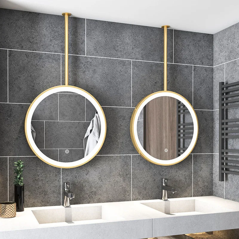 product wholesale led smart touch switch mirror bathroom mounted round spiegel silver bath mirrors ceiling mounted mirror for hotel-1