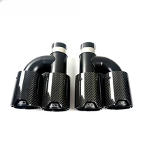 Dual Car Carbon Fiber Exhaust TWIN End Tips Tail Pipe For B M W  63mm In 101MM Out