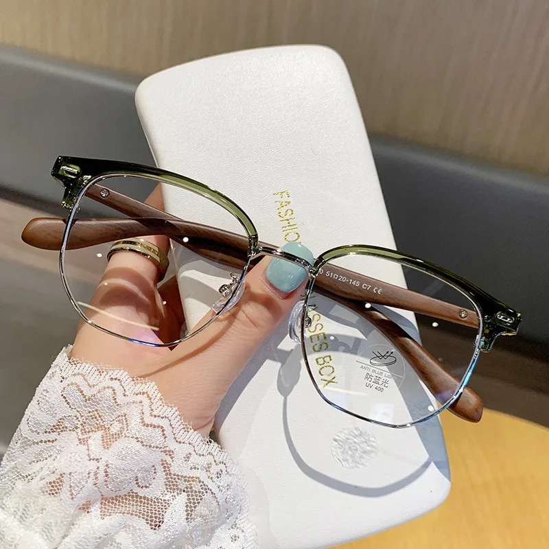 Optical Frames Silver Semi Rimless Glasses Oval Semi Rimless