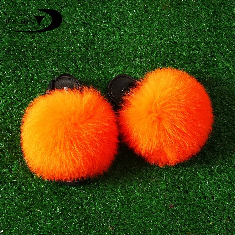 Детские шлепанцы из натурального Лисьего меха, Симпатичные шлепанцы, детские шлепанцы из розового меха для маленьких девочек