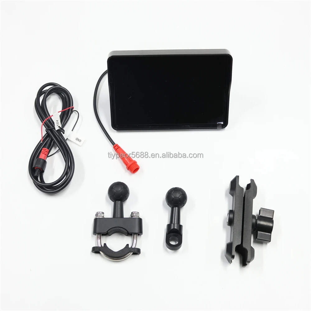 product tiypeor 5 inch motorcycle carplay android auto navigation monitor ips screen portable waterproof display aux bluetooth sd card-3