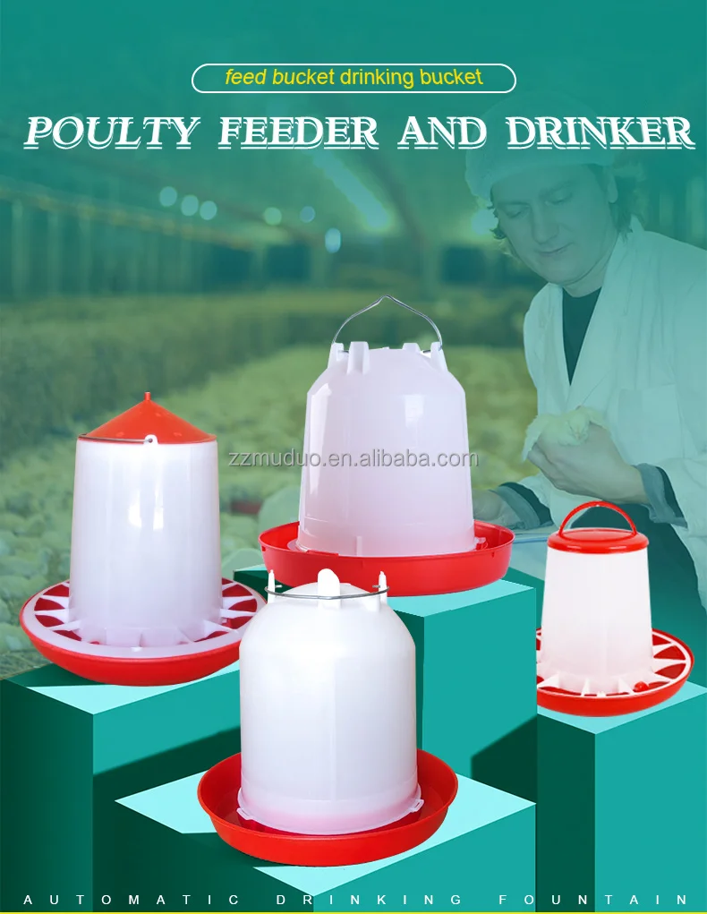 Plastic Poultry Feeder Pan Bucket Animal Feeders Water Drinker Farm