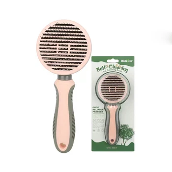 Pet cleaning brush automatic hair removal comb massage steel needle dog cat grooming brush ABS brush