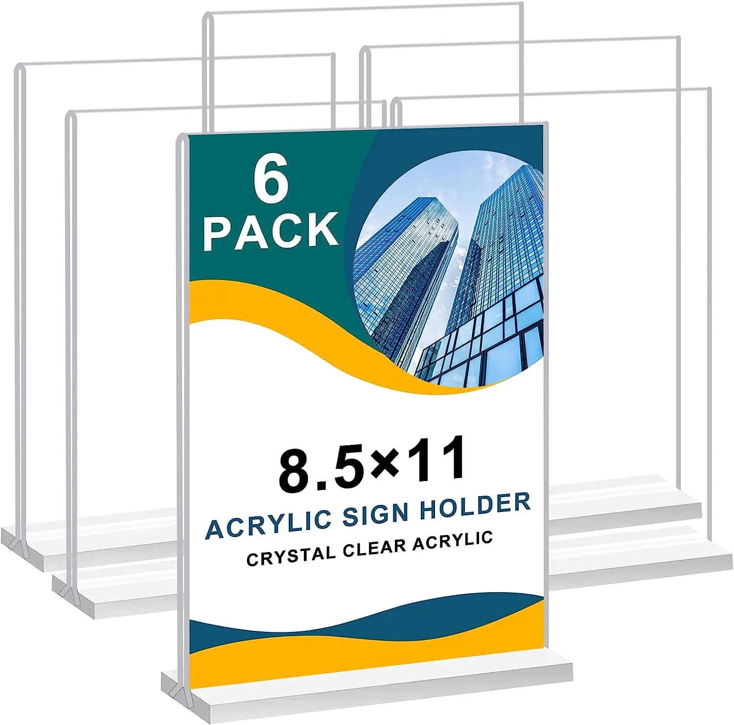 Acrylic Sign Holder 4 Pack S - 8.5x11 Inch Clear Table Display Stands, Double-Sided For Menus, Flyers & Posters Clear Acrylic Display