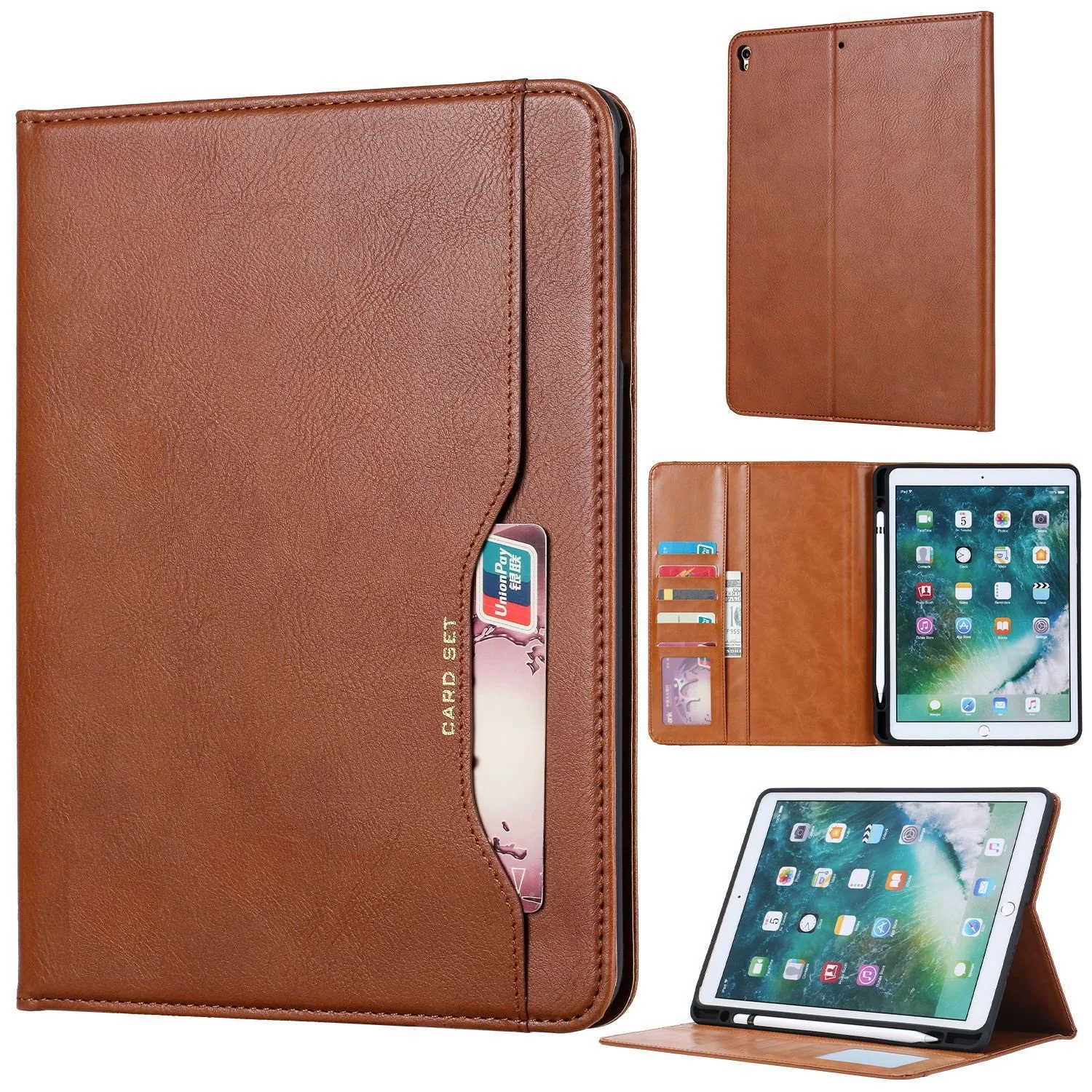 Classic Business Tablet Case for iPad 10.2/10.5 pro11 Card slot protective case with pen slot leather case manufacture