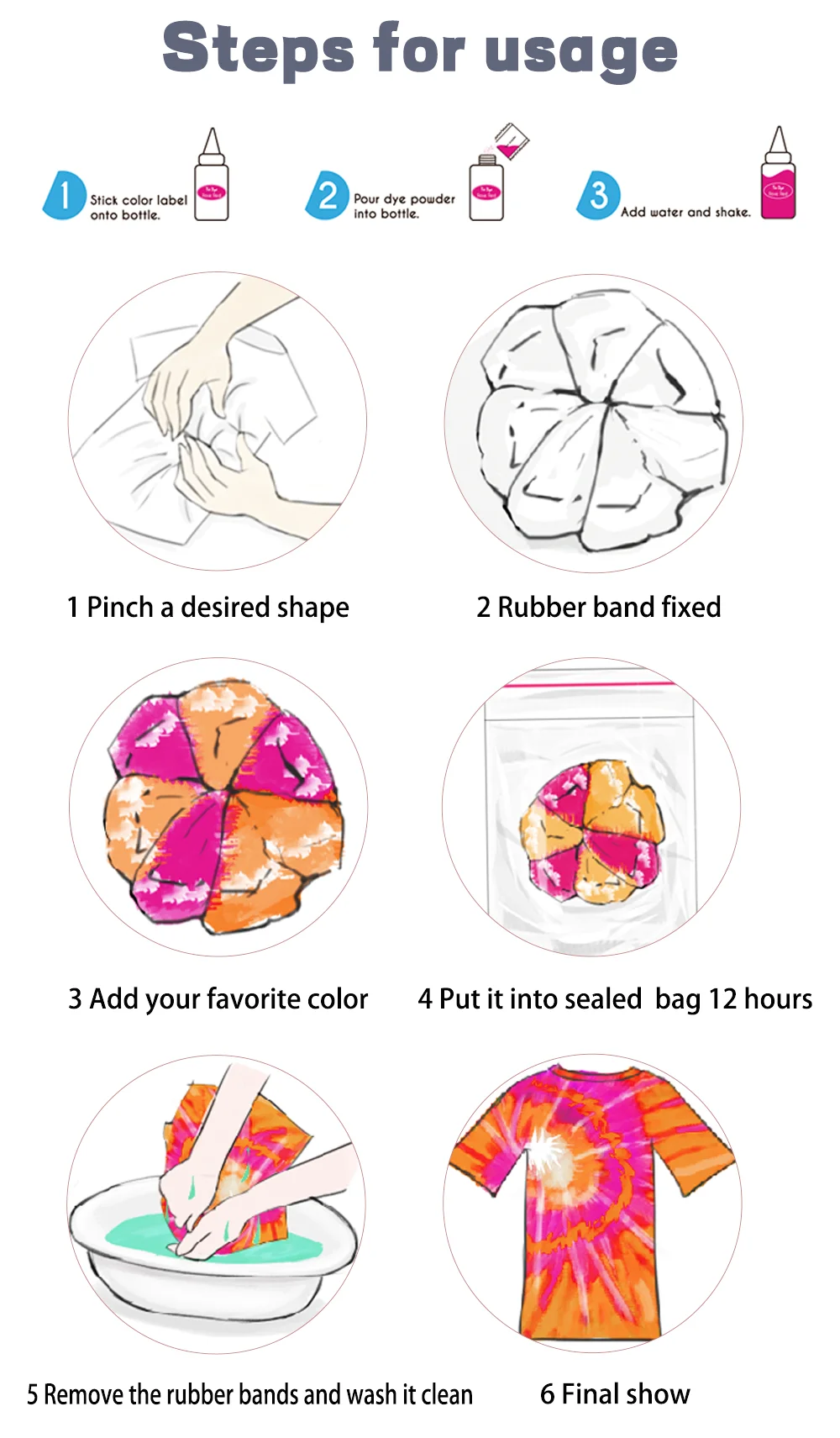 Khy Custom One Step Diy Set For Color Fabric Cloth Tie Dye Kit Buy