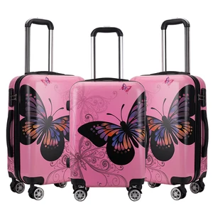 DIZEHN Wholesale Spinner New Hardside Plastic Bag Valise Suitcase Trolley Travel PC Luggage Sets 2 Piece