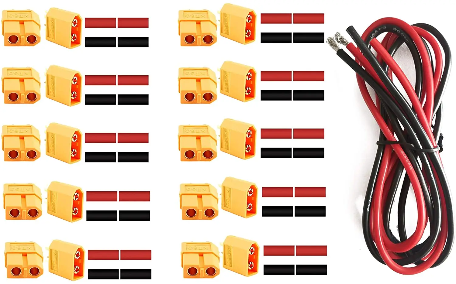Yiqigou 2 paia Amass XT60H XT60 Connettori Maschili Femminili Spina Adattatore con Cavo in Silicone da 150 mm 12 AWG