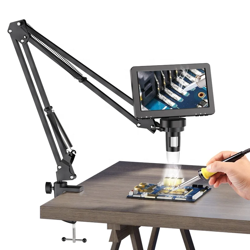 Digital Microscope Metal Bracket with Clamp and Grommet Base Stand Pole Bracket for USB Microscope