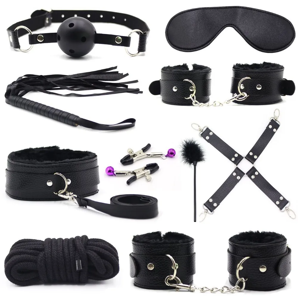 BDSM Bed Restraints for Sex, 10 PCS Leather Bondage Restraints Kits Kinky  Sex Toys,Gang Ball Play, Vibrators Massagers, Sex Things for Couples Kinky