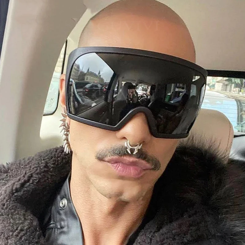 80488 Futuristic Oversized Punk Y2K Sunglasses - UV400