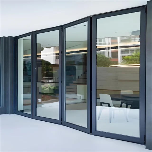 High Quality Aluminum Alloy Electric Folding Door for Balconies & Factories Typhoon-Resistant & Anti-Pinch