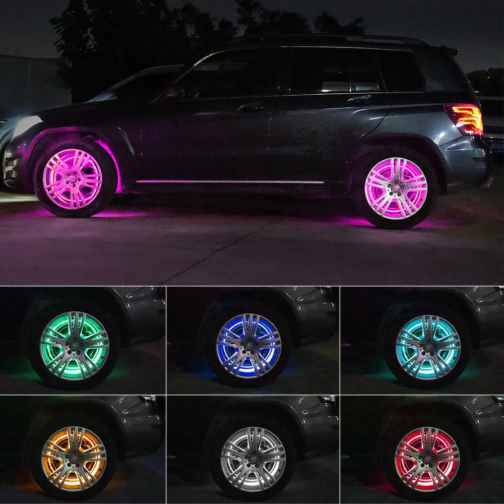 15.5'' 17.5'' Dream Color 4pcs App Control Wheel Light Rim Lights Car