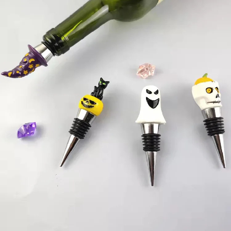 Happy Halloween Festival Wine Bottle Stoppers Gifts Creative Design Pumpkin Ghost Metal Wine Stopper_1