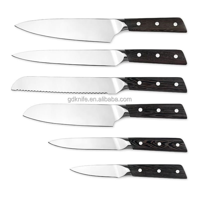 Professional Super sharp Kitchen Knife set Stainless Steel wooden handle chef cooking knives with block