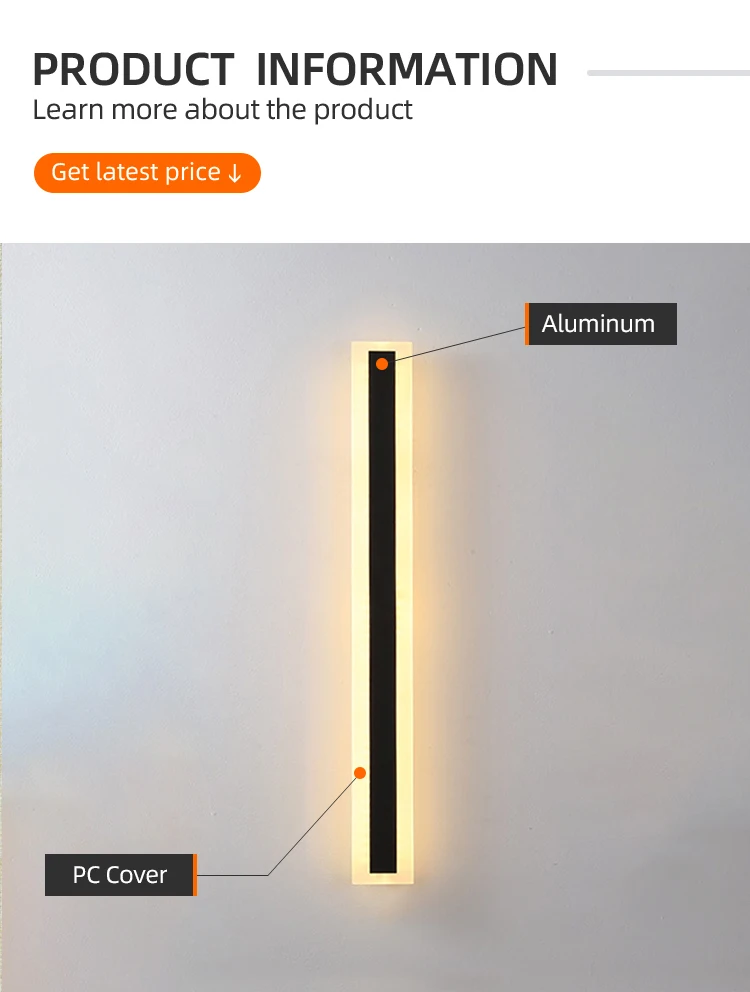 Nordic Minimalist Long Strip Ip65 Waterproof Garden Led Outdoor Wall Light Vintage Home