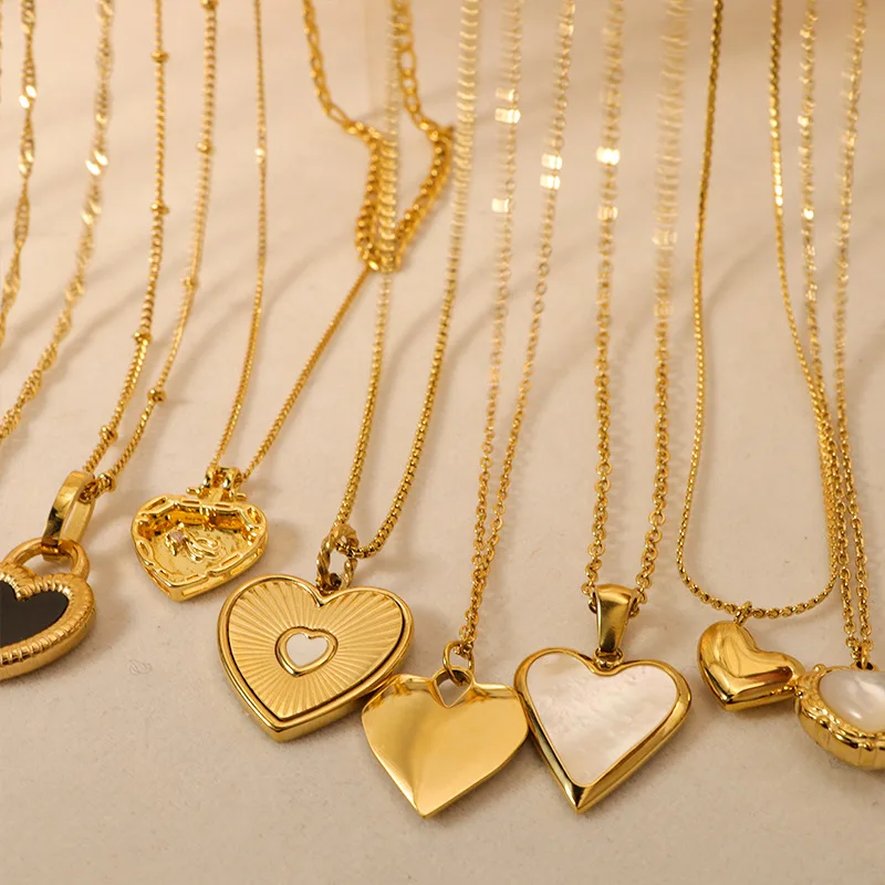 High Quality Stainless Steel Heart Pendant Necklace Exquisite Gold ...