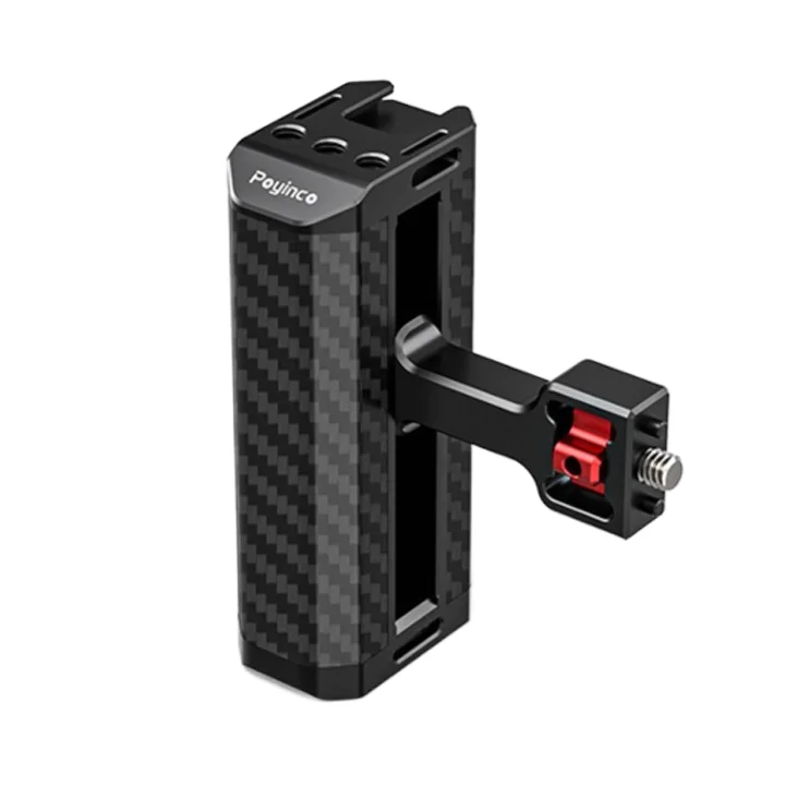 Poignée latérale universelle légère noire pour appareil photo, réglable à gauche ou à droite, poignée de main en aluminium avec vis 1/4 et sabot froid pour cage d'appareil photo reflex